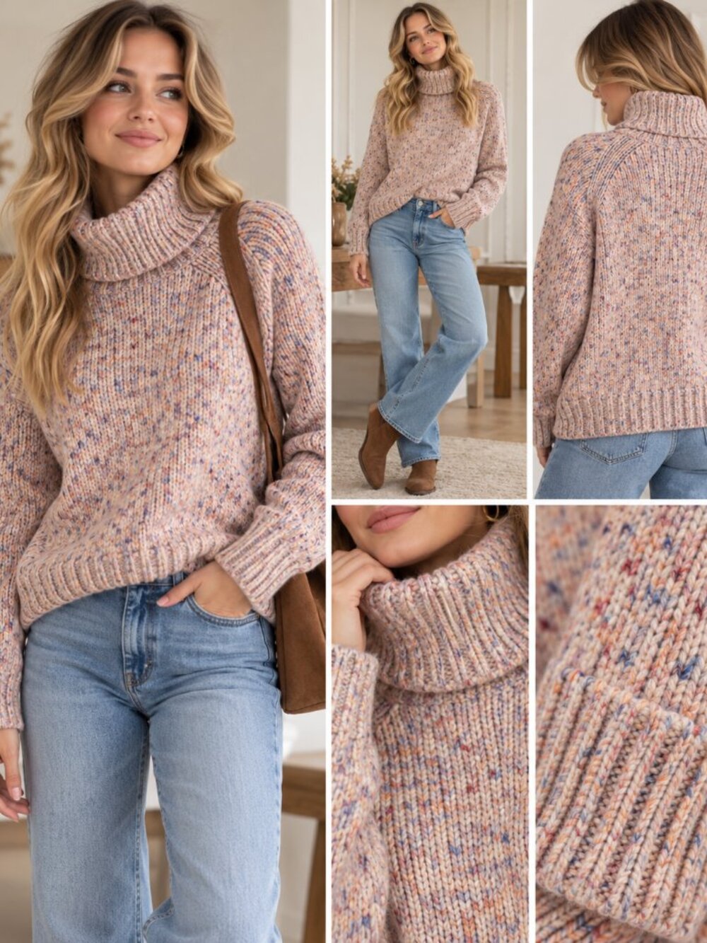 J.Crew Donegal Speckled Wool Blend Turtleneck Sweater Size M
